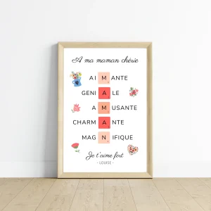 Jolie Affiche Personnalisée "Maman" avec Prénom des Enfants