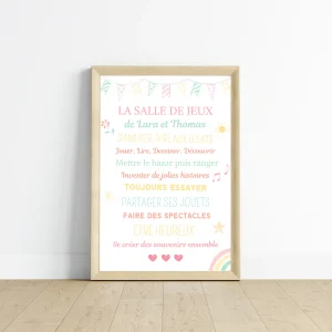 Affiche salle de jeux enfant -  les règles de la salle de jeux par Le Temps des Paillettes