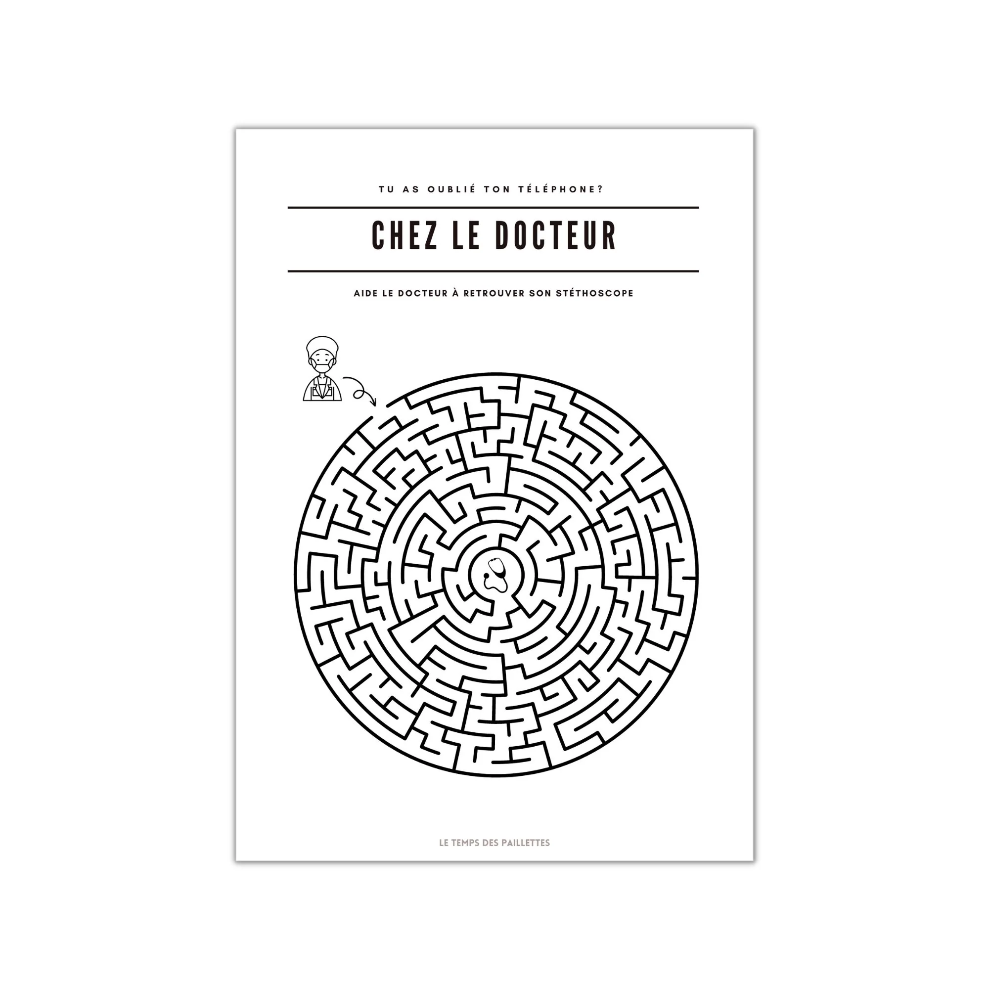 Poster labyrinthe Chez le docteur - Affiche minimalistes Chez le docteur - Affiche salle d'attente par Le Temps des Paillettes – Image 2