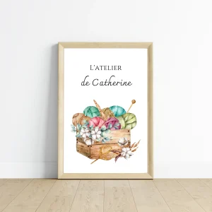 Affiche Atelier de Tricot Personnalisée - Affiche couturière tricoteuse personnalisée par Le Temps des Paillettes