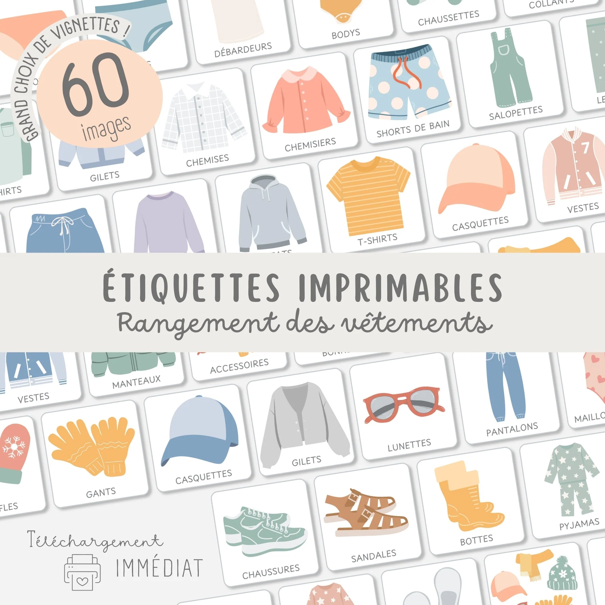 Etiquettes rangement des vĂȘtements enfant