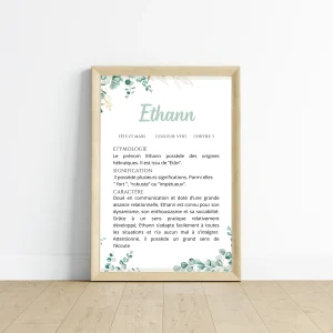 Affiche prénom enfant eucalyptus , étymologie & caractère  prénom