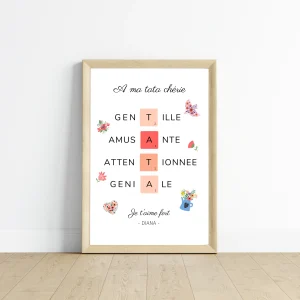Affiche tata scrabble personnalisée - cadeau pour tata personnalisé par Le Temps des Paillettes