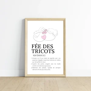 Affiche définition fée des Tricots - Affiche couturière tricoteuse par Le Temps des Paillettes