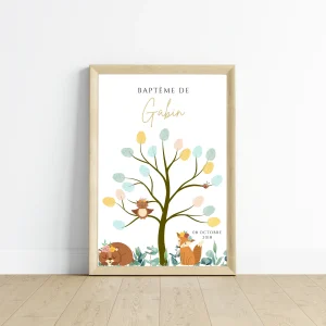 Arbre à empreintes personnalisé baptême / anniversaire - Affiche à télécharger par le Temps des Paillettes