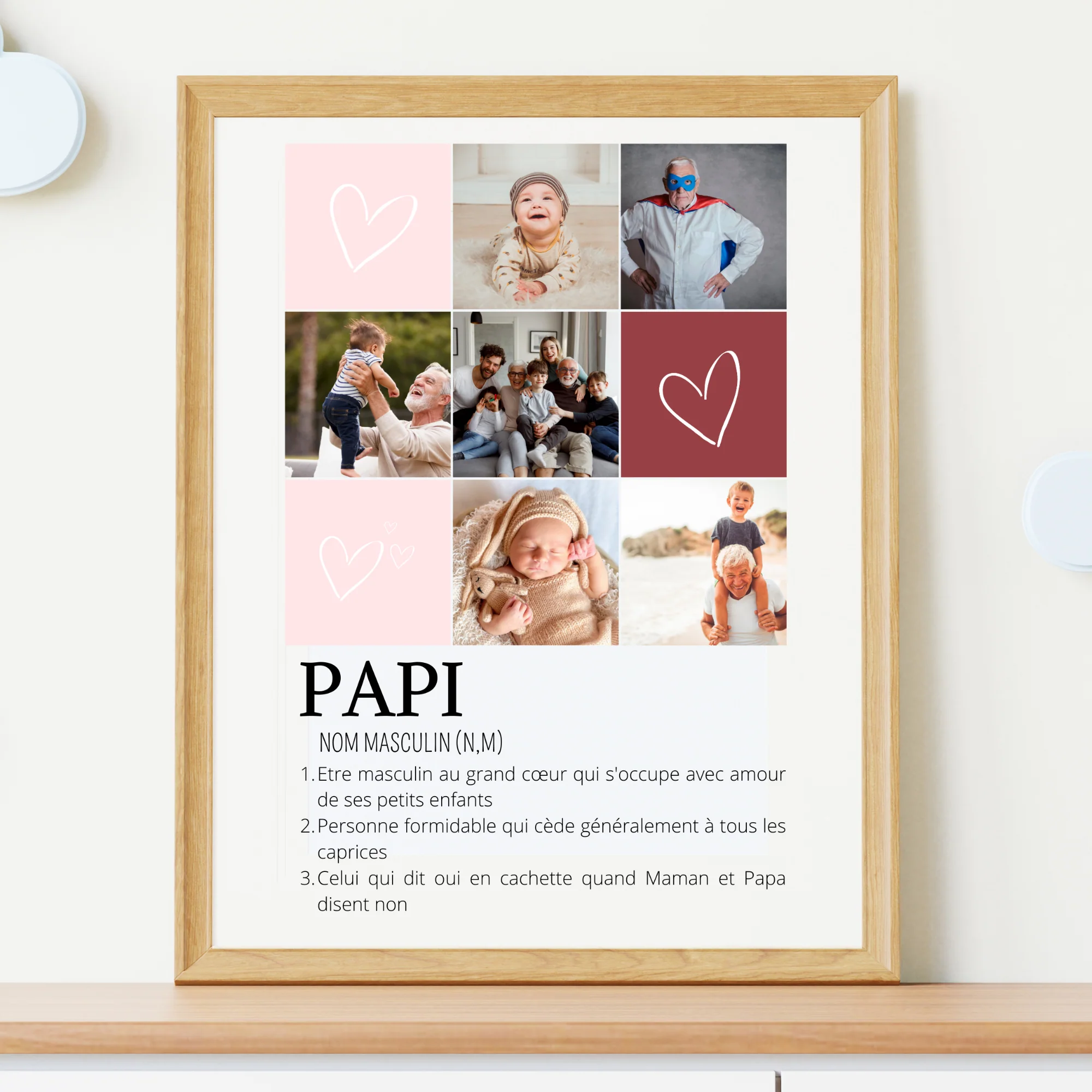 Affiche papi personnalisée photos - cadeau personnalisé papi par Le Temps des Paillettes