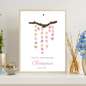 Arbre à empreintes bohème fille - Déco anniversaire personnalisé par le Temps des Paillettes