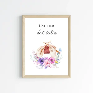Affiche Atelier de Tricot Personnalisée - Affiche couturière tricoteuse personnalisée par Le Temps des Paillettes