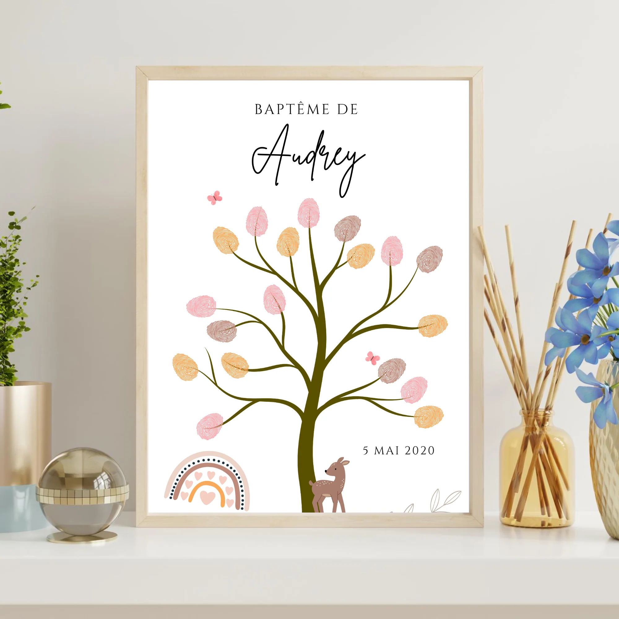 Arbre à empreintes bohème fille - Déco anniversaire personnalisé par le Temps des Paillettes – Image 2