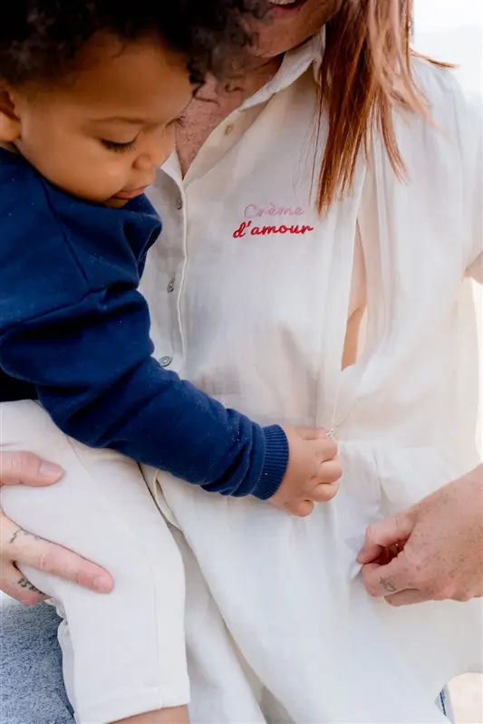 Blouse de Grossesse et Allaitement "Crème d'Amour" (Crème) – Image 4