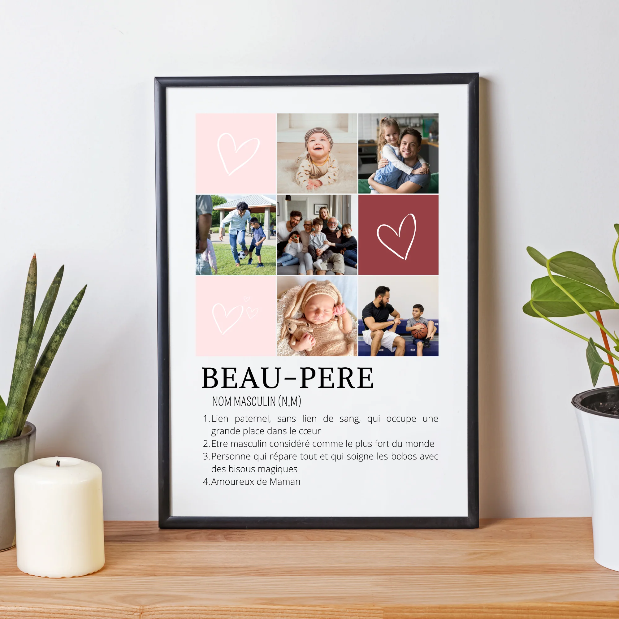 Affiche mosaïque photos pour beau-père - cadre photo beau-père personnalisée – Image 3