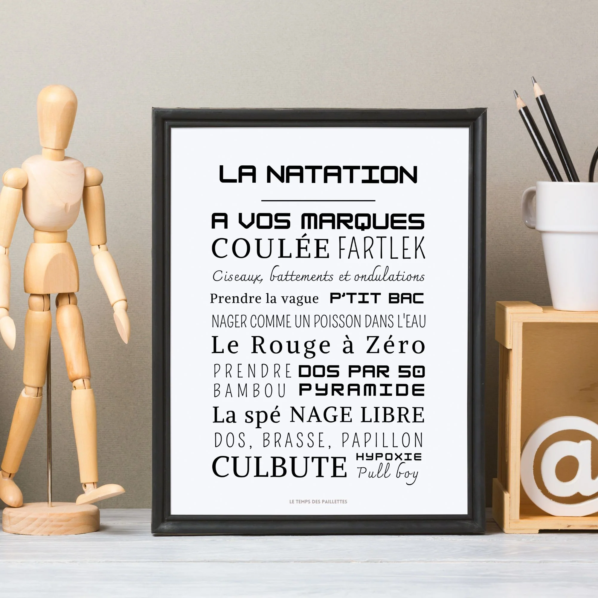 Affiche natation - Affiche mots et expressions de natation - Poster sport par Le Temps des Paillettes – Image 4