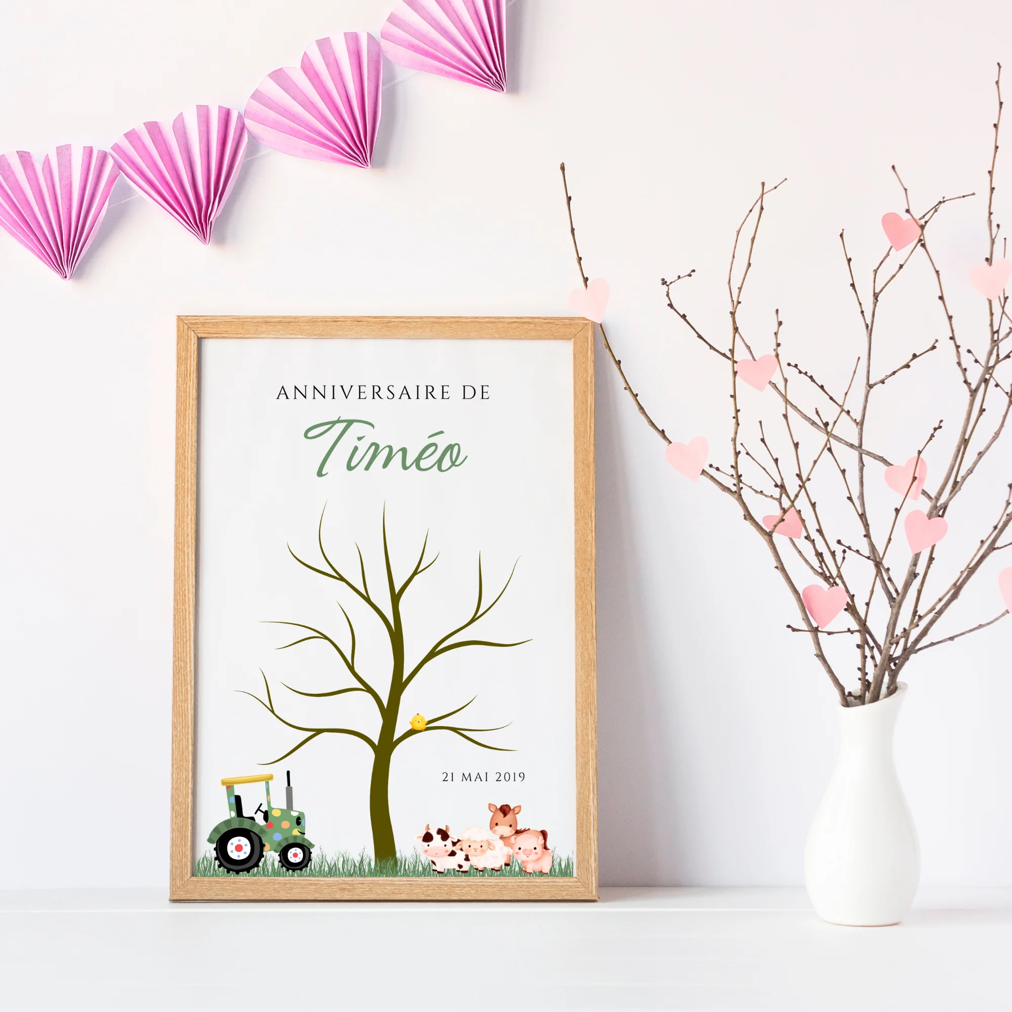 Arbre à empreintes tracteur anniversaire - Déco anniversaire personnalisé par le Temps des Paillettes – Image 3