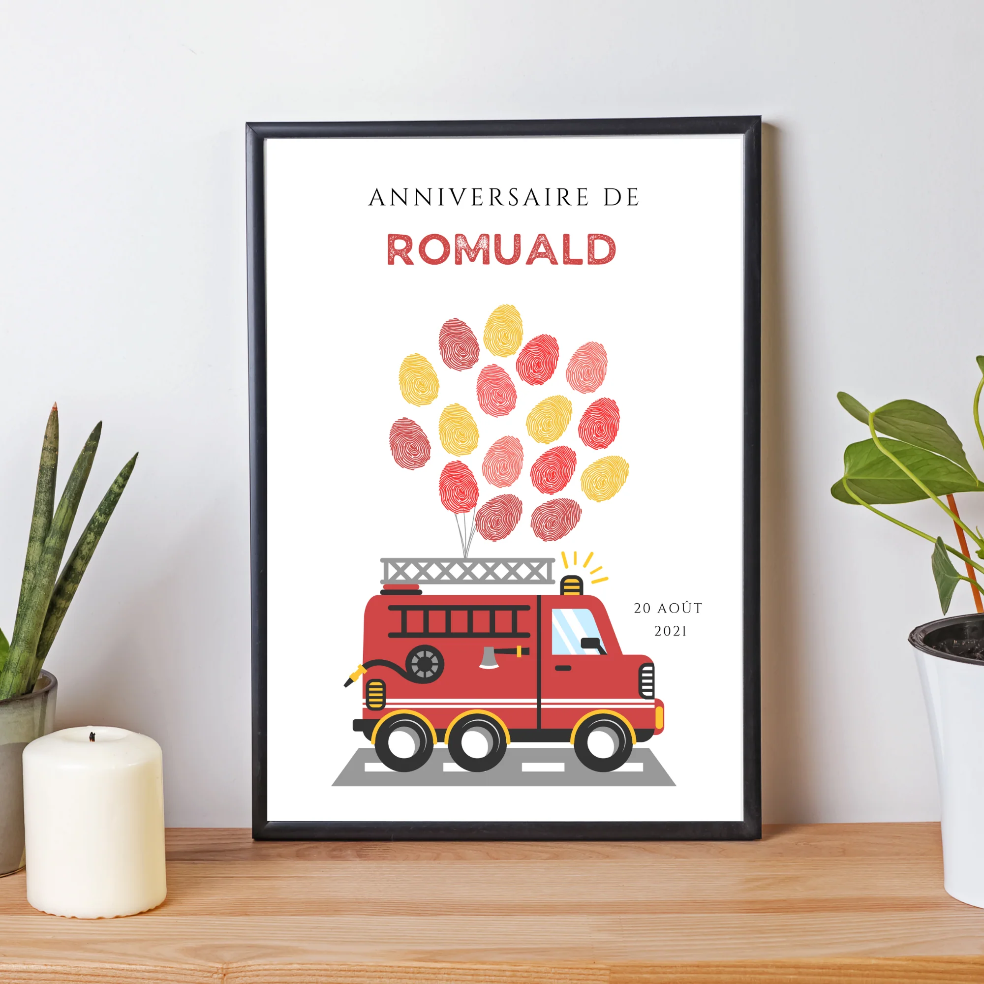 Arbre à empreintes pompier garçon - Déco anniversaire personnalisé pompier par le Temps des Paillettes – Image 4