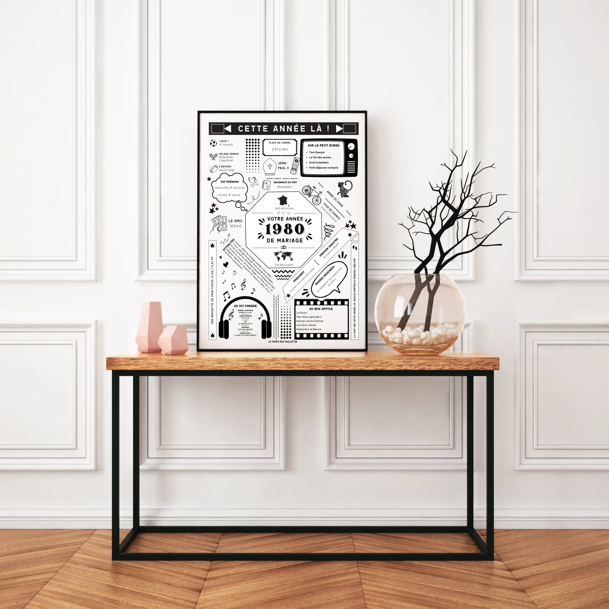 Affiche 1980 Noces de Flanelle - Marié en 1980 - Anniversaire de mariage 43 ans par Le Temps des Paillettes – Image 2