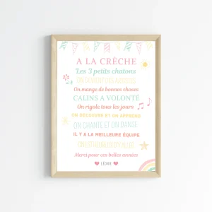 Affiche a la crèche personnalisé  -  poster merci crèche - cadeau crèche personnalisé  par Le Temps des Paillettes