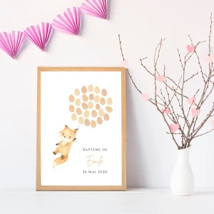Affiche arbre à empreintes renard et ballon