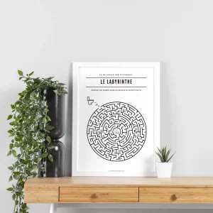 Poster labyrinthe - Affiche minimalistes WC et salle de bain - Affiche Les toilettes par Le Temps des Paillettes