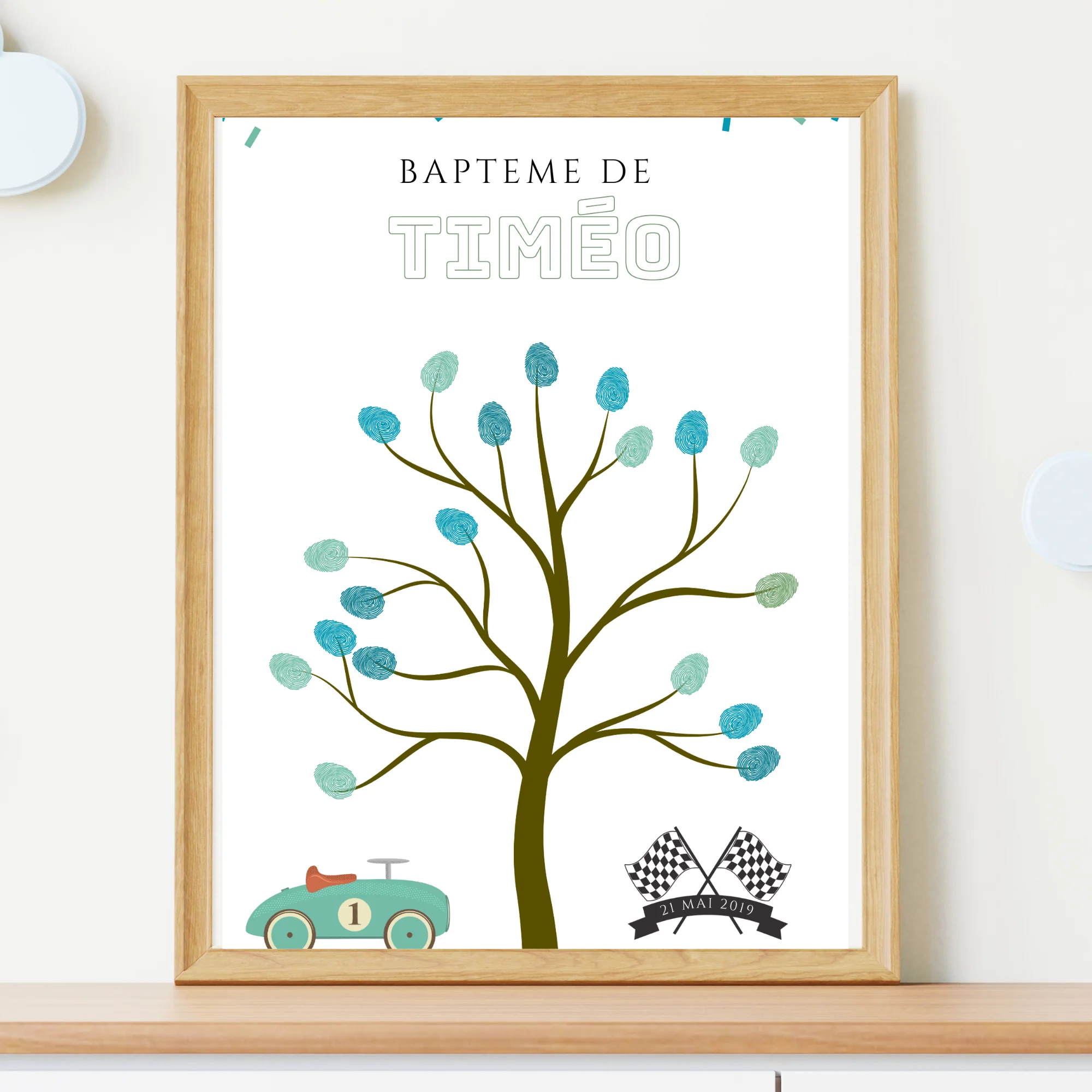 Arbre à empreintes voiture de course anniversaire - Déco anniversaire personnalisé par le Temps des Paillettes – Image 4