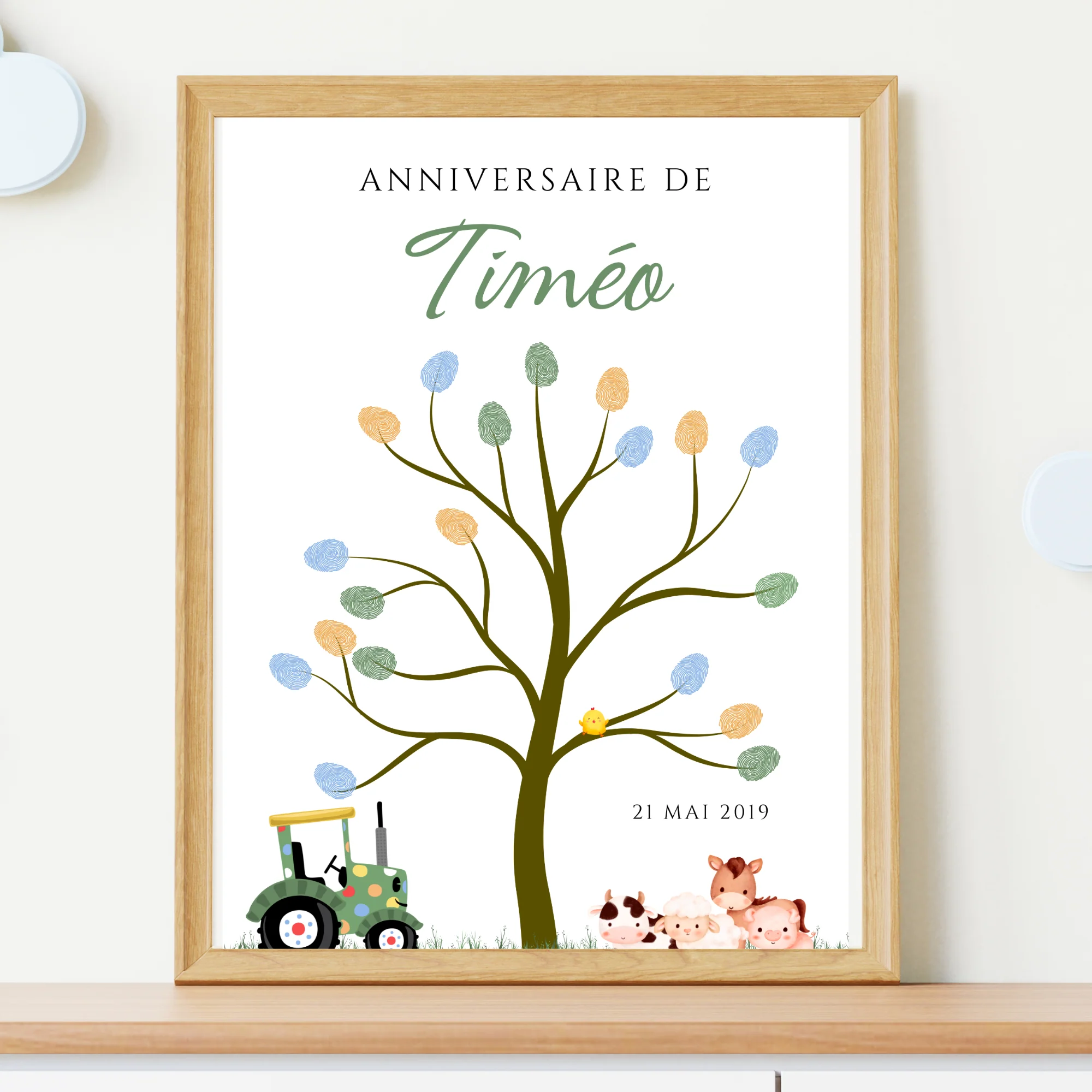 Arbre à empreintes tracteur anniversaire - Déco anniversaire personnalisé par le Temps des Paillettes – Image 4