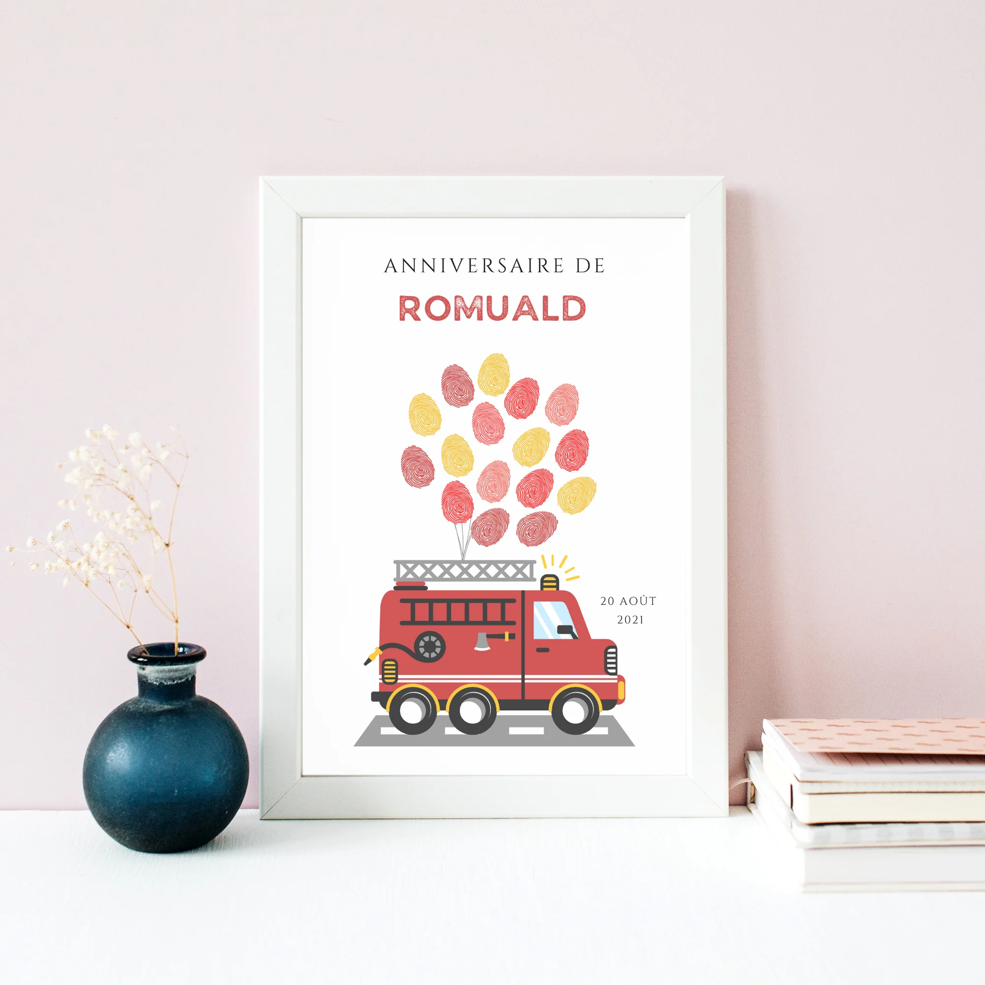 Arbre à empreintes pompier garçon - Déco anniversaire personnalisé pompier par le Temps des Paillettes – Image 5