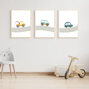 Set affiches enfant route & véhicules -  poster bébé voitures   par Le Temps des Paillettes