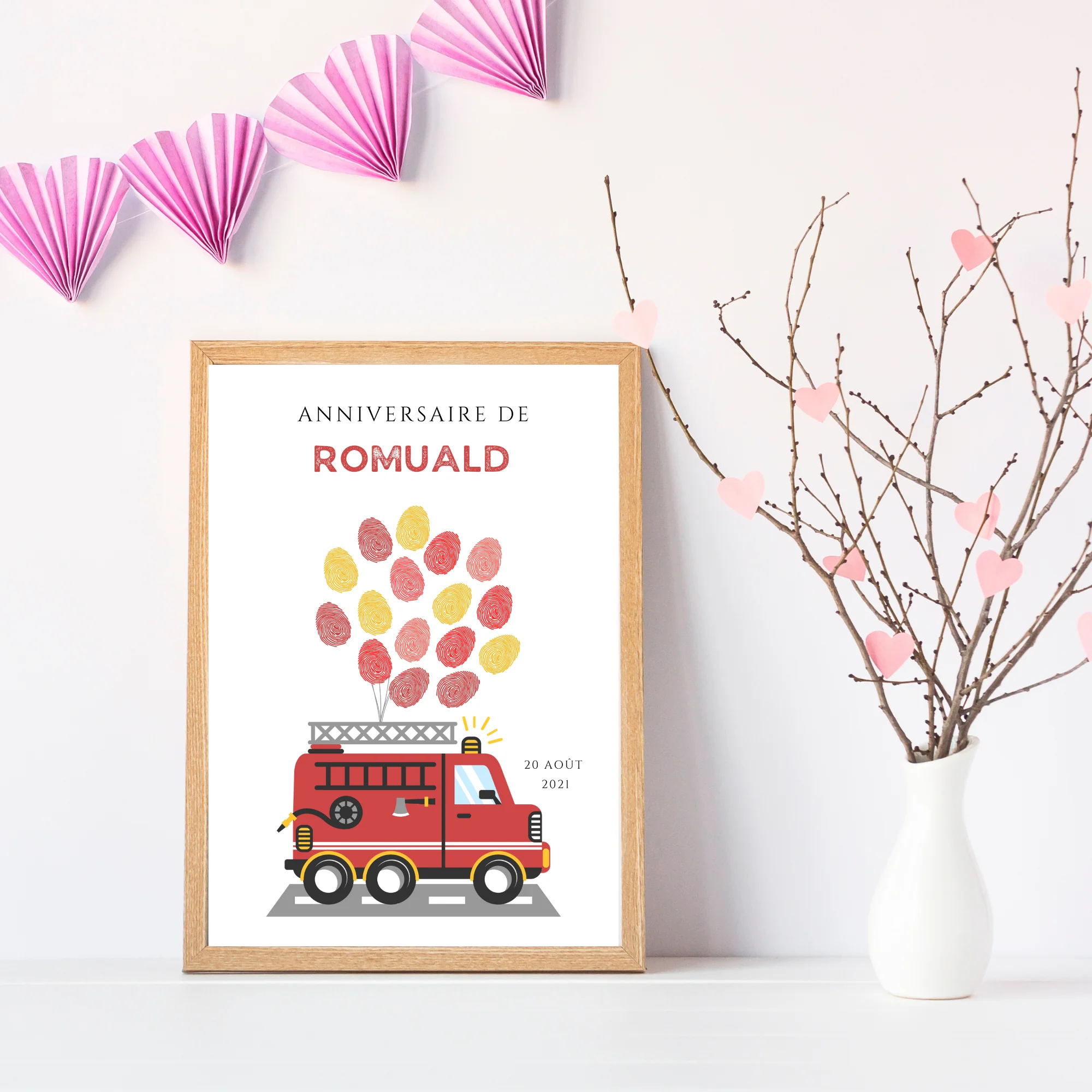 Arbre à empreintes pompier garçon - Déco anniversaire personnalisé pompier par le Temps des Paillettes – Image 6