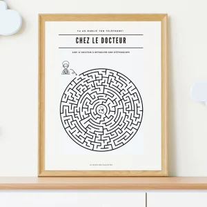 Poster labyrinthe Chez le docteur - Affiche minimalistes Chez le docteur - Affiche salle d'attente par Le Temps des Paillettes