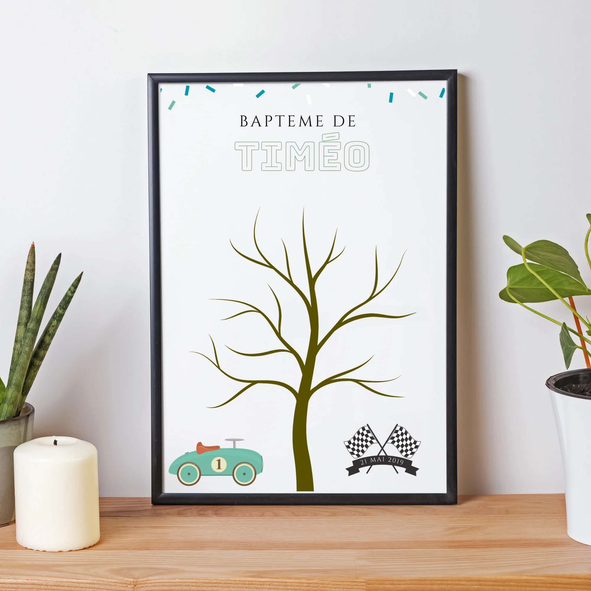 Arbre à empreintes voiture de course anniversaire - Déco anniversaire personnalisé par le Temps des Paillettes – Image 5