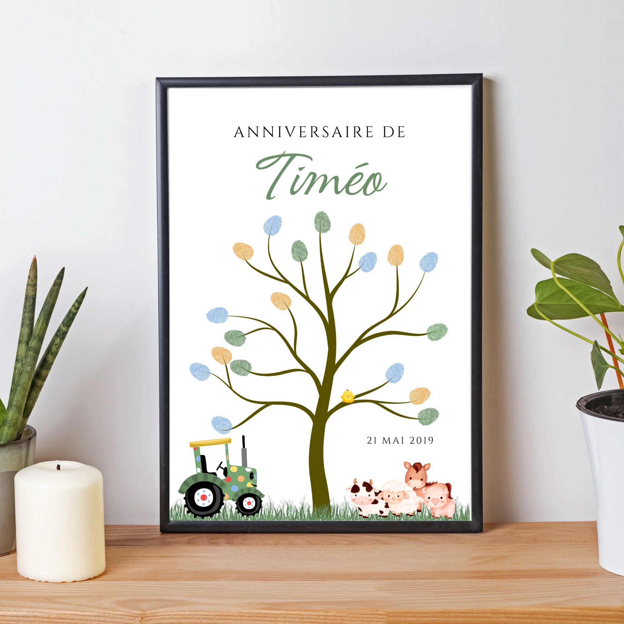 Arbre à empreintes tracteur anniversaire - Déco anniversaire personnalisé par le Temps des Paillettes – Image 5