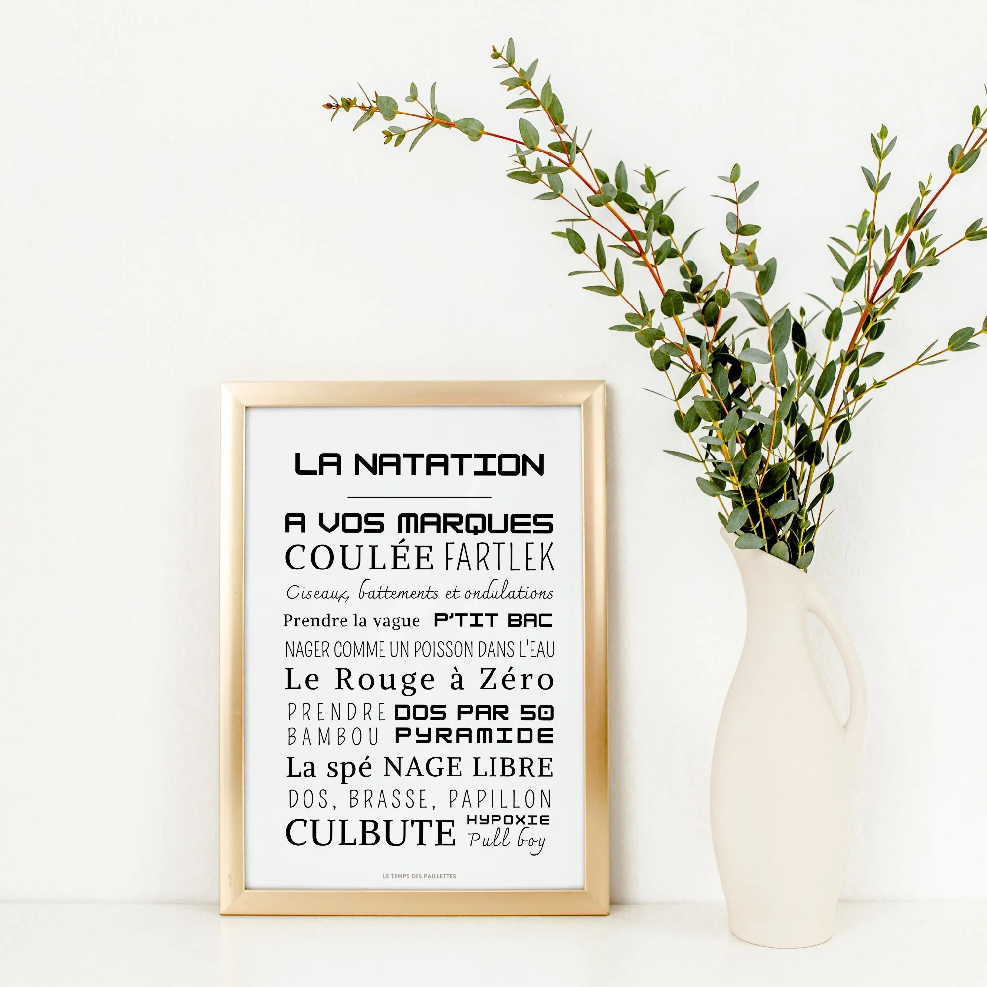 Affiche natation - Affiche mots et expressions de natation - Poster sport par Le Temps des Paillettes – Image 2