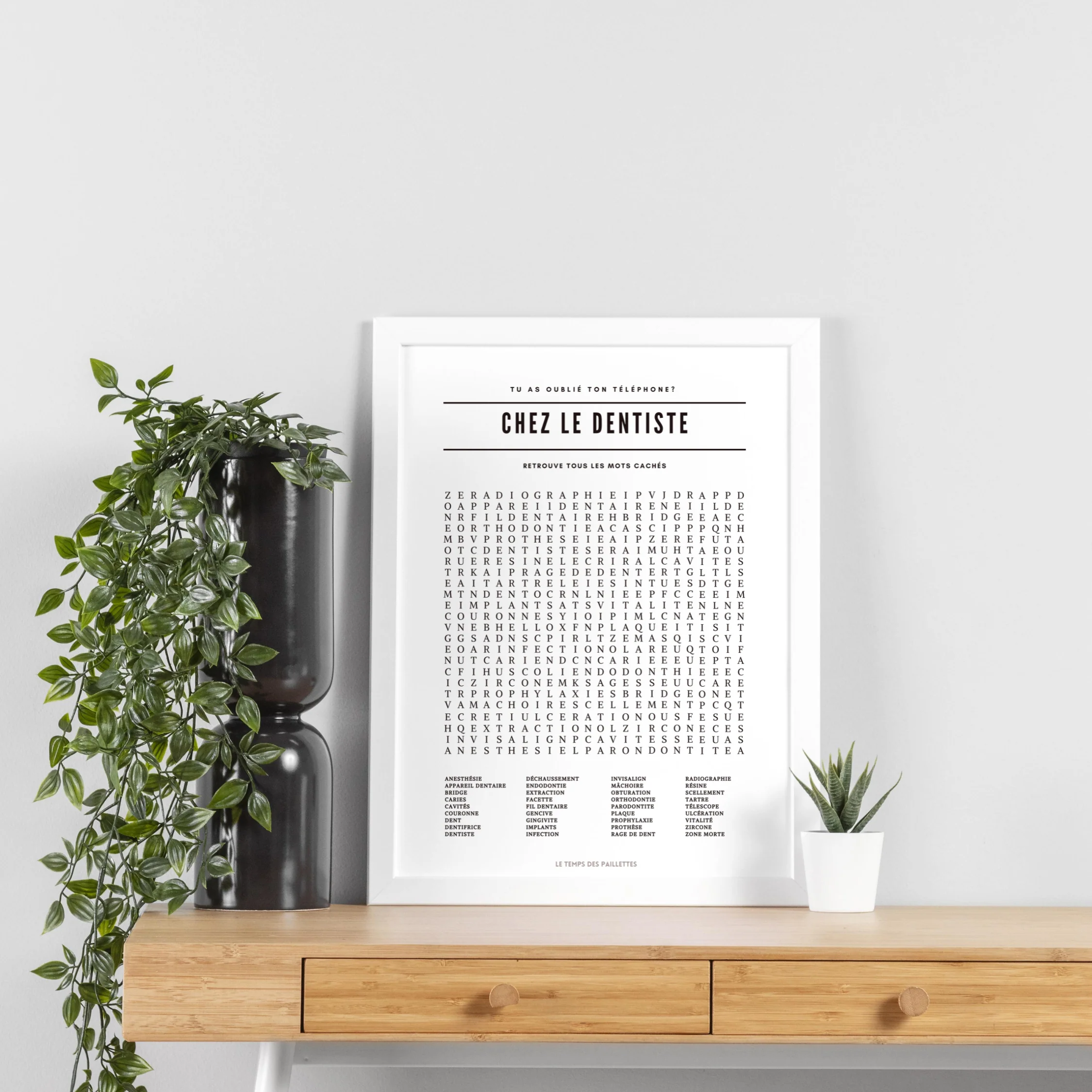 Poster Mots Mêles Chez le dentiste - Affiche minimalistes Chez le dentiste - Affiche salle d'attente par Le Temps des Paillettes – Image 2
