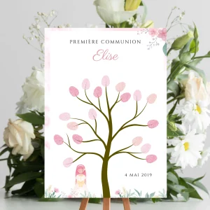 Arbre à empreintes première communion  - Déco confirmation personnalisé par le Temps des Paillettes