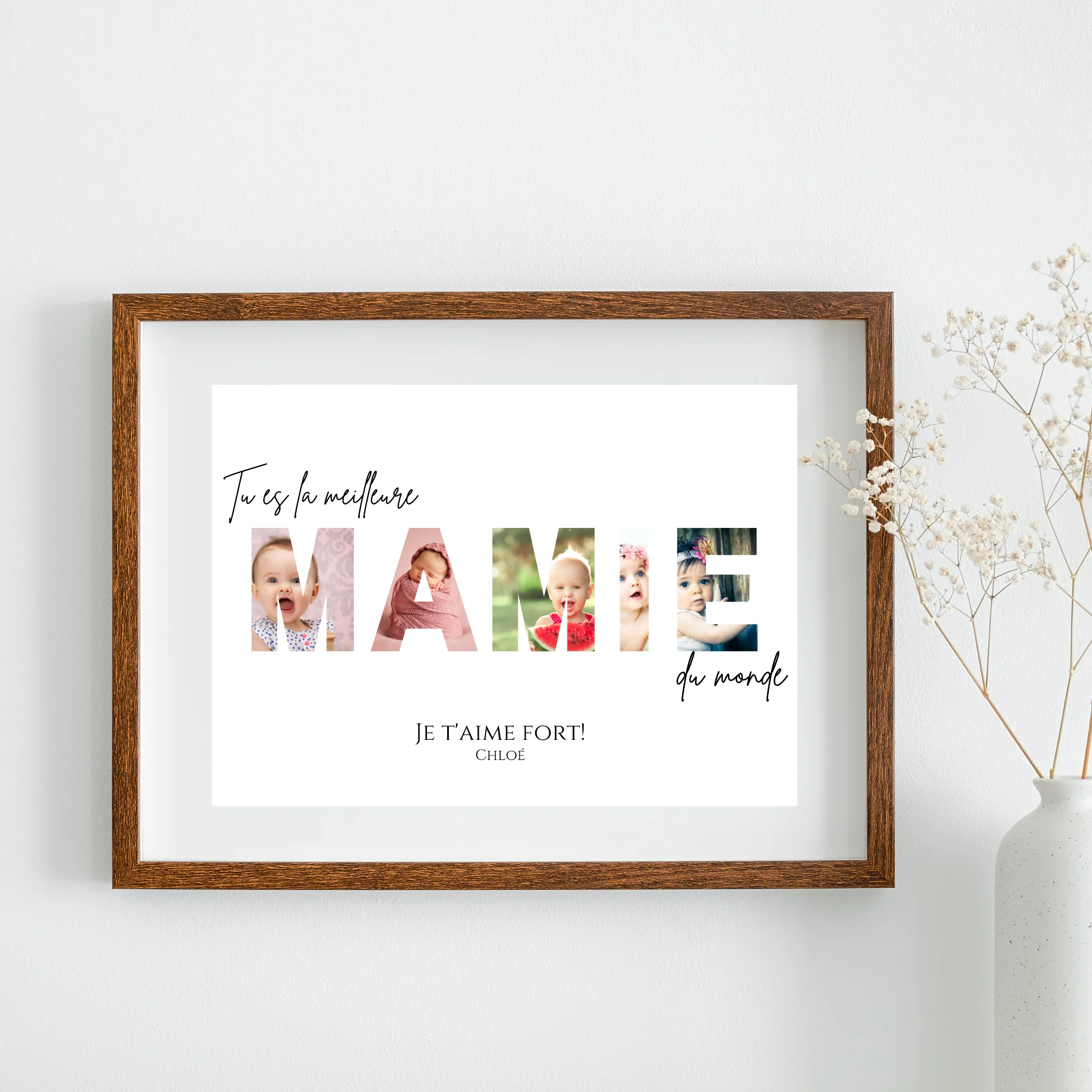 Affiche mamie personnalisée photos - cadeau personnalisé mamie par Le Temps des Paillettes