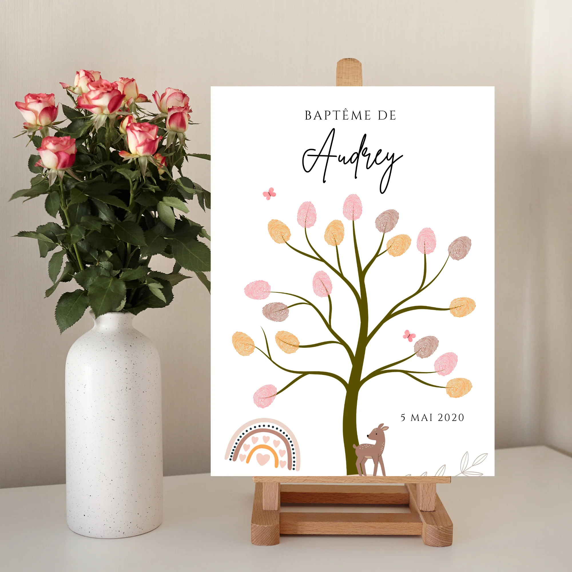 Arbre à empreintes bohème fille - Déco anniversaire personnalisé par le Temps des Paillettes – Image 6