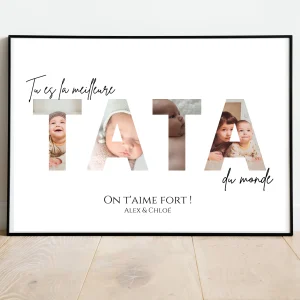 Affiche tata personnalisée photos - cadeau personnalisé tata par Le Temps des Paillettes