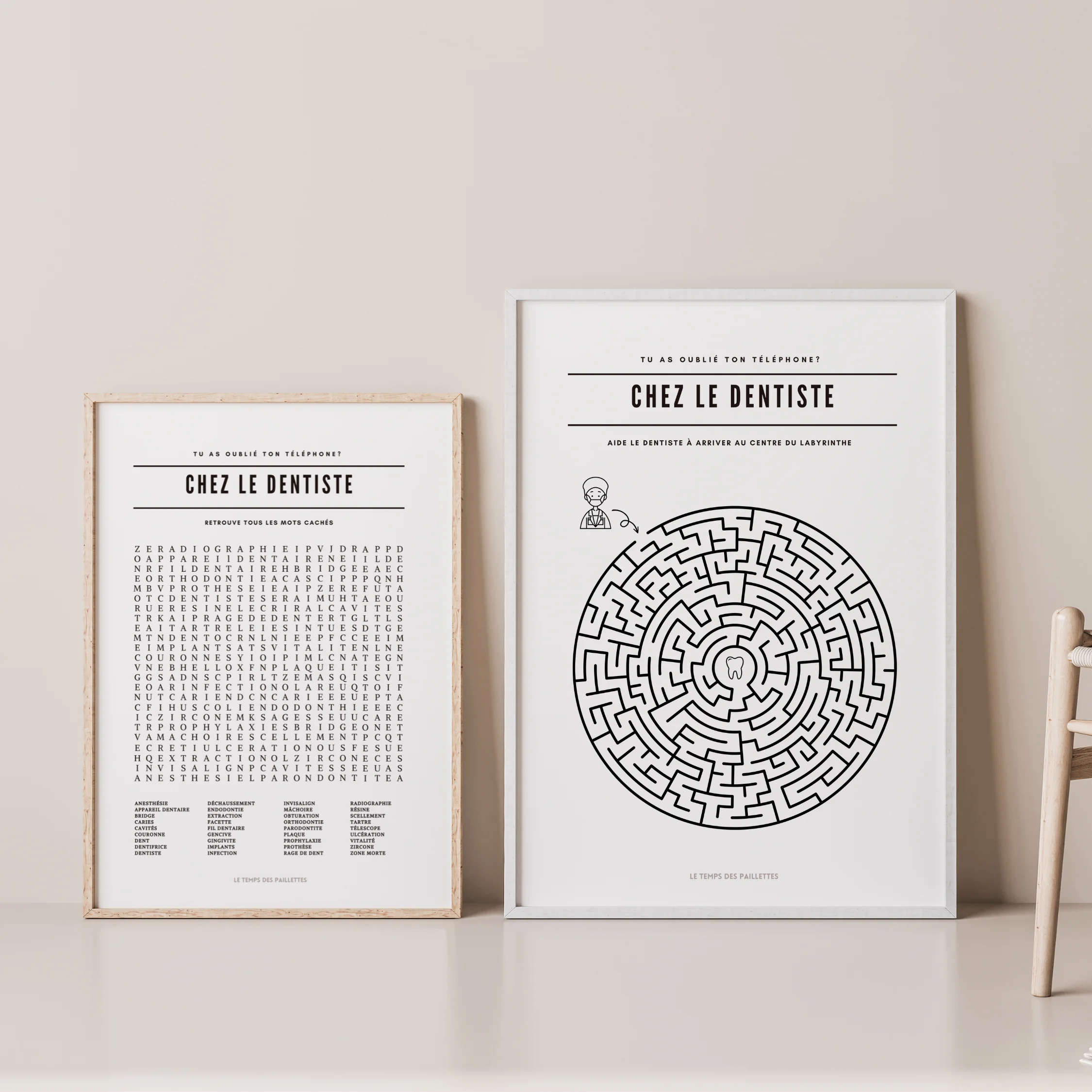 Affiches Minimalistes pour Cabinet Dentaire | Posters pour Salle d'Attente Dentiste - Le Temps des Paillettes+