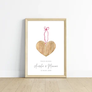 Affiche couple noces de bois - 5 ans de mariage