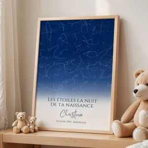 Affiche Constellation Personnalisée, Idée de Cadeau d'Anniversaire ou Naissance Affiche Étoile Personnalisée  - Cadeau de naissance