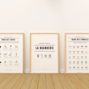 Set PDF 3 affiches buanderie - Guide lessive avec symbole