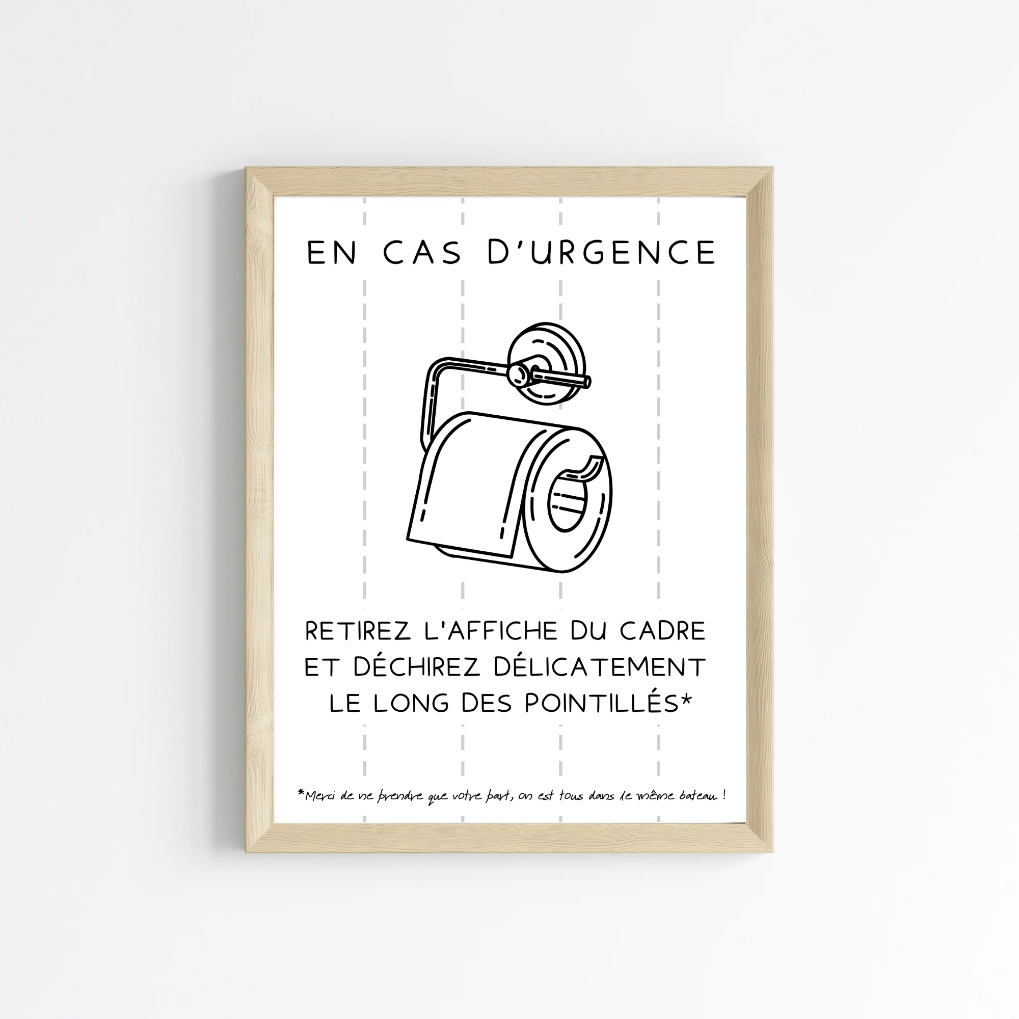 Affiche WC En cas d'urgence en français - Affiche toilette drôle pour airbnb bar restaurant