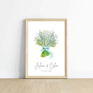 Affiche couple noce de muguet - 13 ans de mariage - affiche anniversaire de mariage par Le Temps des Paillettes