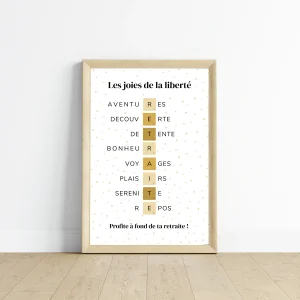 Affiche cadeau départ à la retraite - poster retraite scrabble à imprimer par Le Temps des Paillettes