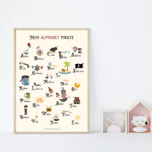 Affiche alphabet pirate - décoration pirate - ABC pirate en français par Le Temps des Paillettes