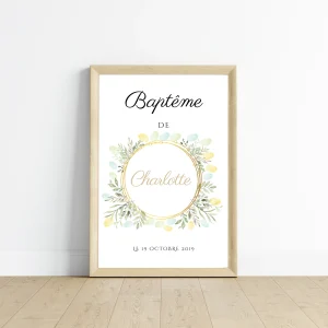 Arbre à empreintes personnalisé baptême / anniversaire - Couronne à empreinte - Affiche à télécharger par le Temps des Paillettes