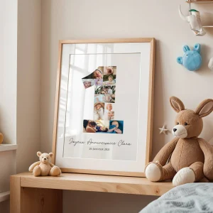 Affiche  Photos Bébé 1 an Personnalisée – Poster 1 An avec 12 Photos