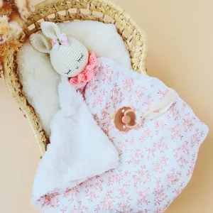 Doudou Lapin Fleurie Personnalisé