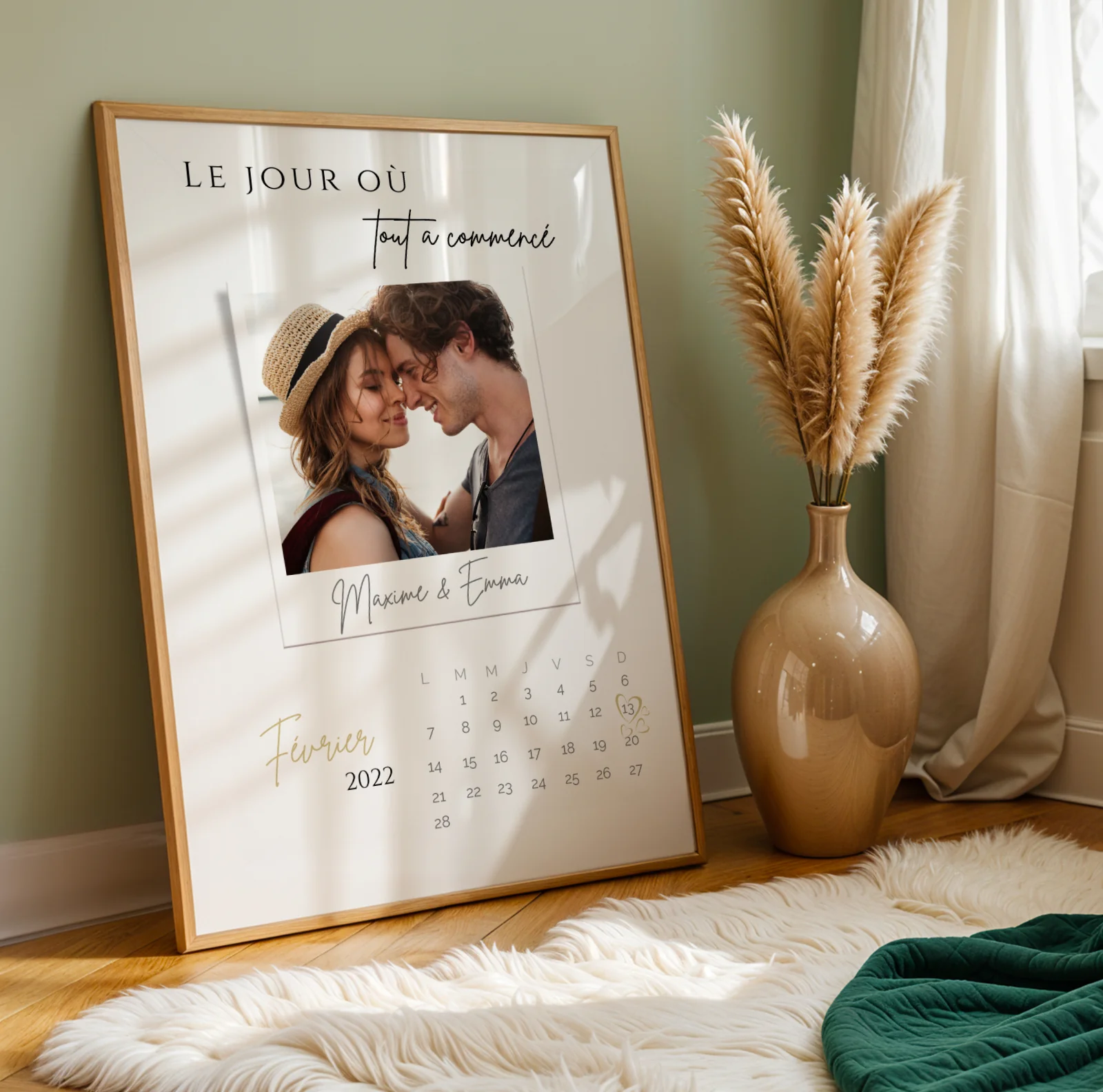 Le jour où tout a commencé - Affiche photo couple personnalisée avec date de rencontre – Image 3
