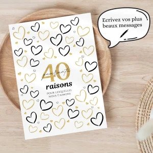 Carte Anniversaire 40 ans - Affiche raisons pour lesquelles nous t’aimons