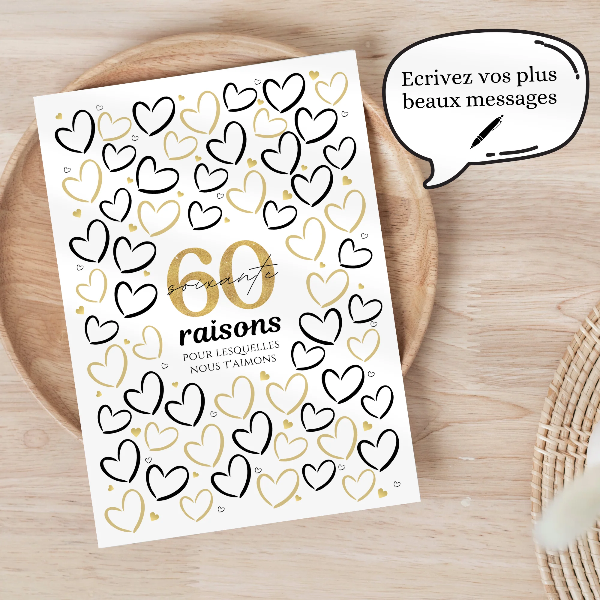 Affiche 60 coeurs à remplir, Carte Joyeux Anniversaire